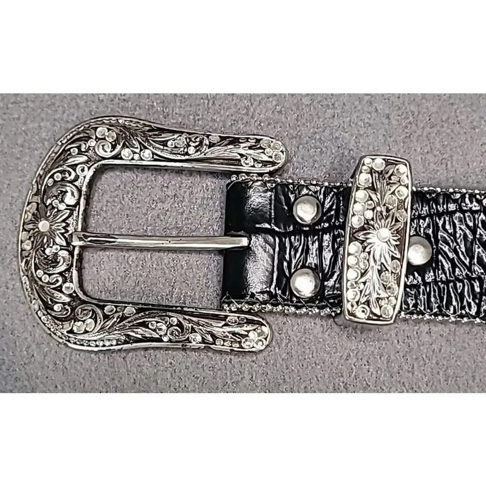 VTG Nocona Rhinestone Belt L Western Glam Cowgirl